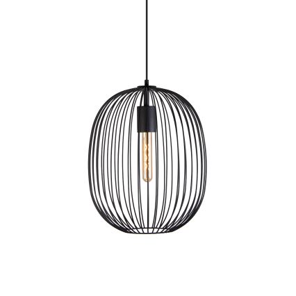 Lampă suspendată cu cablu OVELLA 1xE27/15W/230V Ø 34 cm neagră