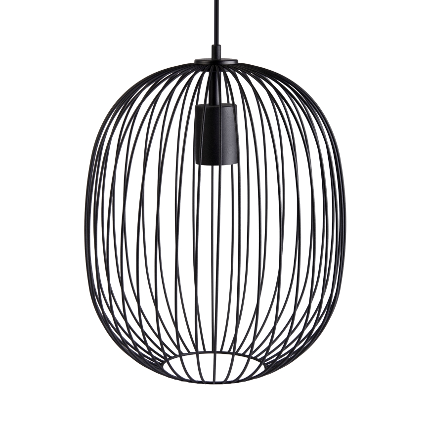 Lampă suspendată cu cablu OVELLA 1xE27/15W/230V Ø 34 cm neagră