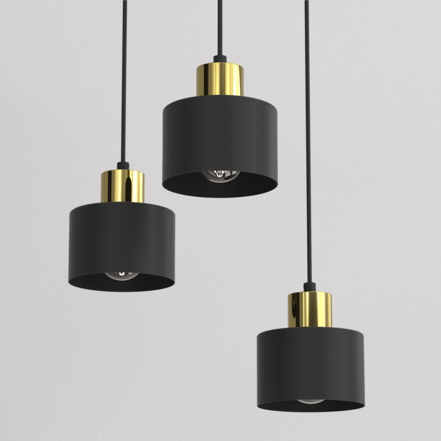 Lampă suspendată cu cablu PARKLA 3xE27/15W/230V, negru