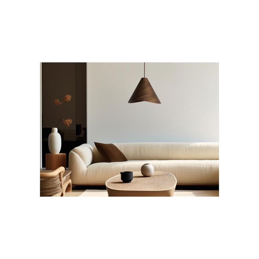 Lampă suspendată din lemn cu cablu 1xE27/60W/230V Ø 33 cm lemn masiv/nuc/lemn de cauciuc