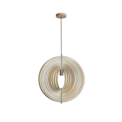 Lampă suspendată din lemn pe cablu, 1xE27/60W/230V, Ø 43,5 cm, lemn masiv/furnir, fag/lemn de cauciuc