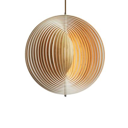 Lampă suspendată din lemn pe cablu, 1xE27/60W/230V, Ø 43,5 cm, lemn masiv/furnir, fag/lemn de cauciuc