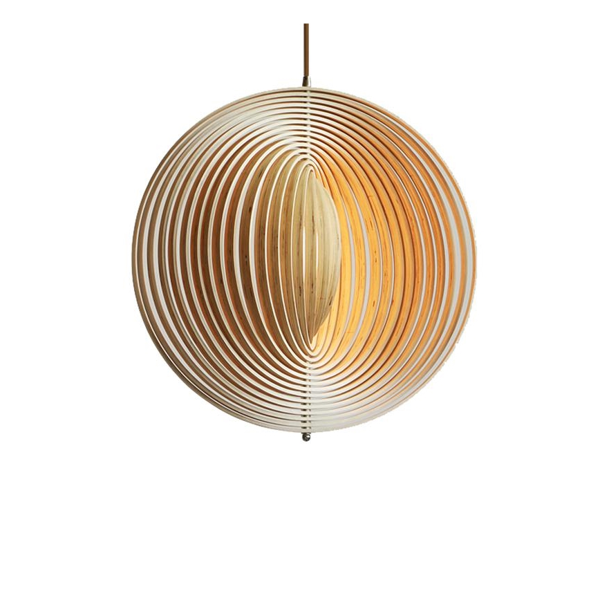 Lampă suspendată din lemn pe cablu, 1xE27/60W/230V, Ø 43,5 cm, lemn masiv/furnir, fag/lemn de cauciuc