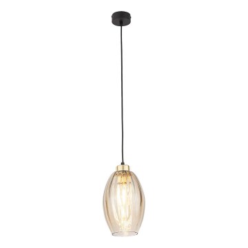 Lampă suspendată LED pe cablu SEBO 1xE27/15W/230V negru/bej fumuriu