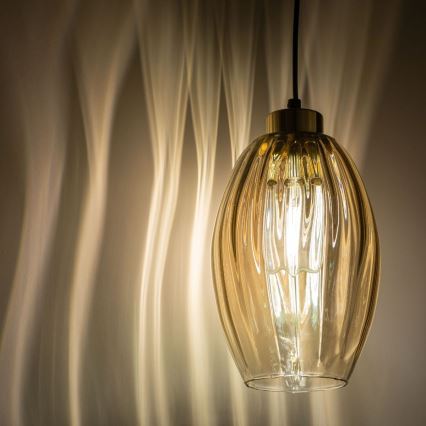 Lampă suspendată LED pe cablu SEBO 1xE27/15W/230V negru/bej fumuriu