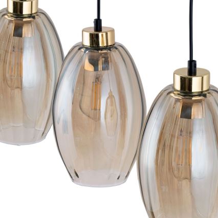 Lampă suspendată LED pe cablu SEBO 1xE27/15W/230V negru/bej fumuriu