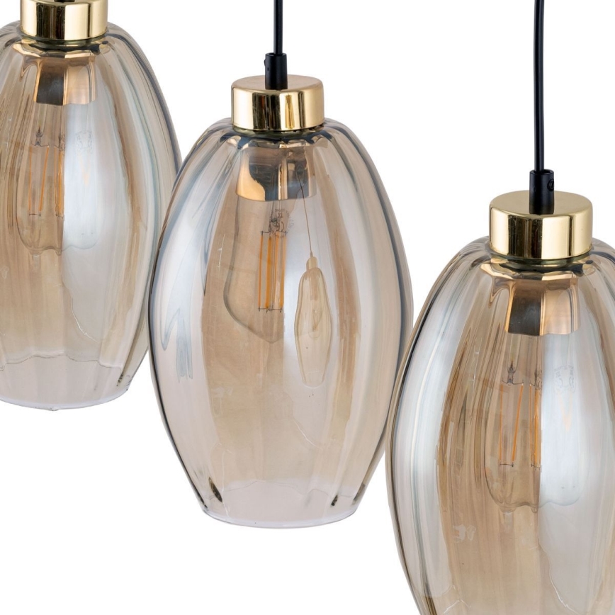Lampă suspendată LED pe cablu SEBO 1xE27/15W/230V negru/bej fumuriu