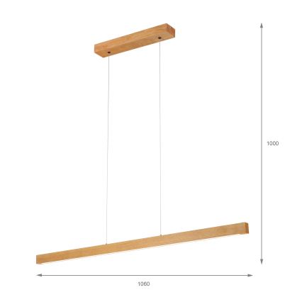 Lampă suspendată LED pe cablu VERDE LED/18W/230V 3000K 106 cm stejar