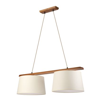 Lampă suspendată pe cablu AIDA 2xE27/15W/230V Ø 35 cm stejar/crem