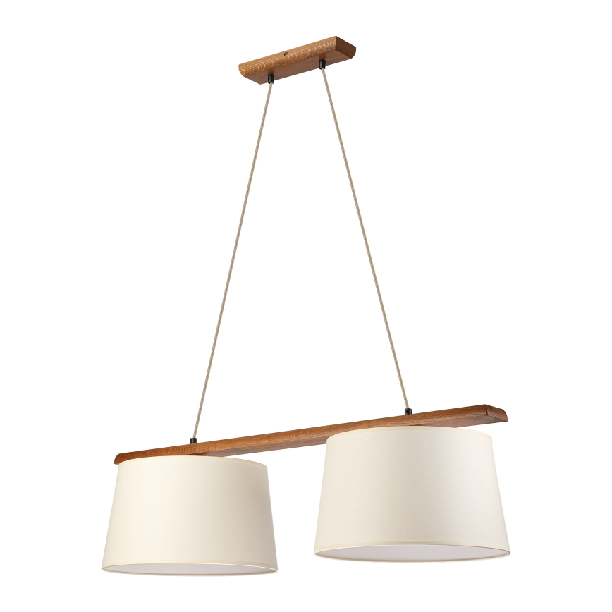 Lampă suspendată pe cablu AIDA 2xE27/15W/230V Ø 35 cm stejar/crem