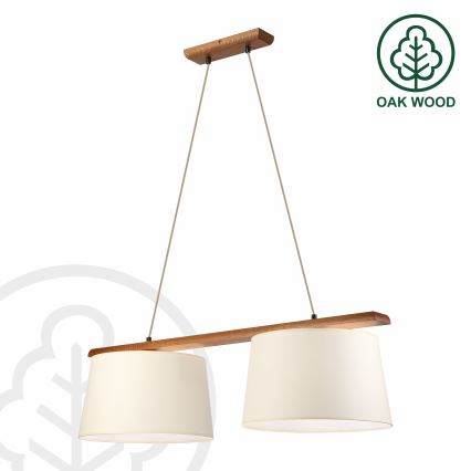 Lampă suspendată pe cablu AIDA 2xE27/15W/230V Ø 35 cm stejar/crem