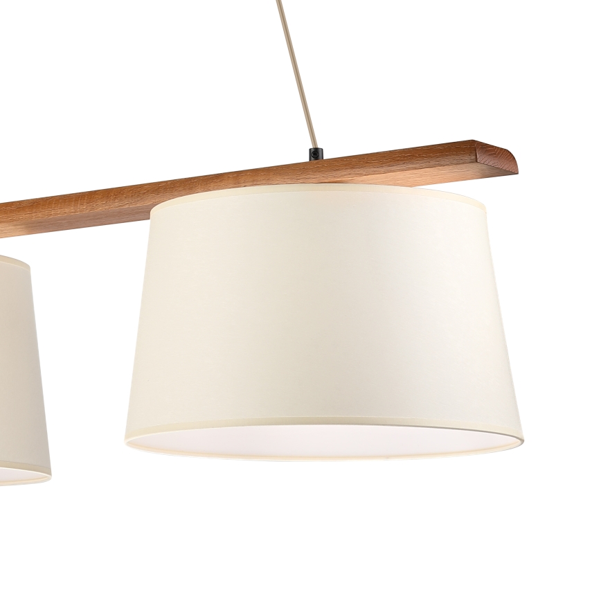 Lampă suspendată pe cablu AIDA 2xE27/15W/230V Ø 35 cm stejar/crem