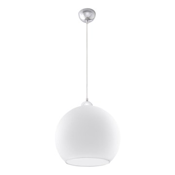 Lampă suspendată pe cablu BALL 1xE27/15W/230V Ø 30 cm albă/crom lucios