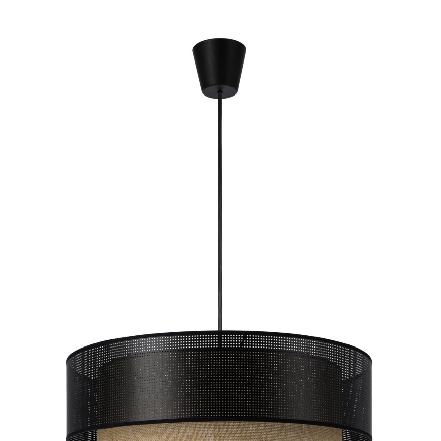 Lampă suspendată pe cablu BORHO, 1xE27/60W/230V, Ø 50 cm, negru/iută