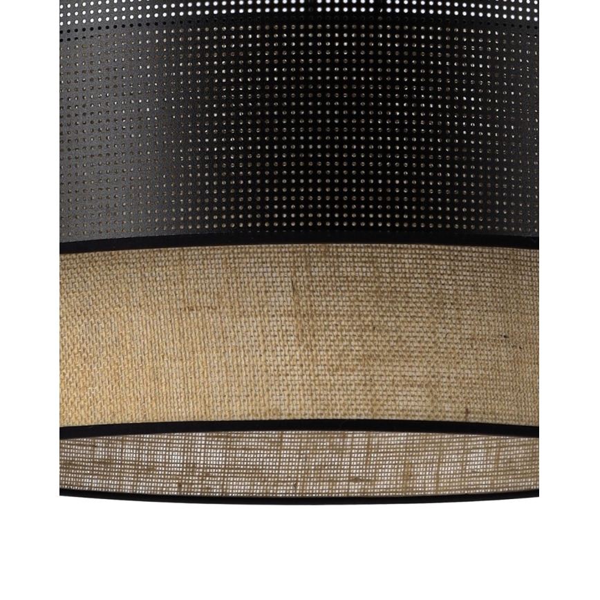 Lampă suspendată pe cablu BORHO, 1xE27/60W/230V, Ø 50 cm, negru/iută