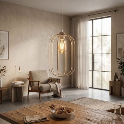 Lampă suspendată pe cablu DESTELLO 1xE27/15W/230V Ø 21 cm bej