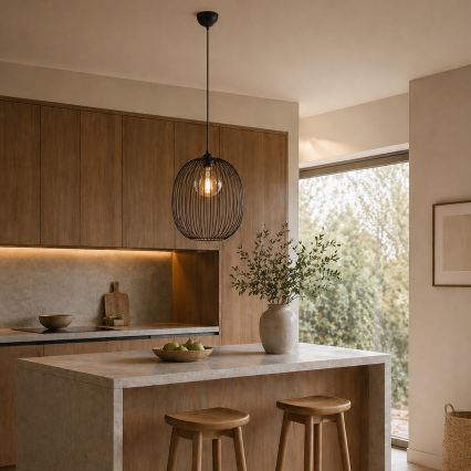 Lampă suspendată pe cablu DESTELLO 1xE27/15W/230V Ø 33 cm negru