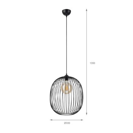Lampă suspendată pe cablu DESTELLO 1xE27/15W/230V Ø 33 cm negru
