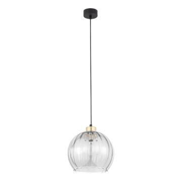 Lampă suspendată pe cablu DEVI 1xE27/15W/230V negru/transparent