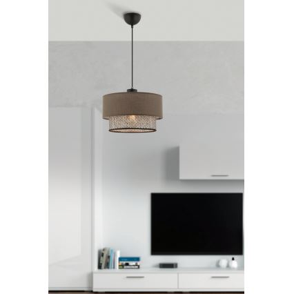Lampă suspendată pe cablu ECHO 1xE27/60W/230V maro/gri