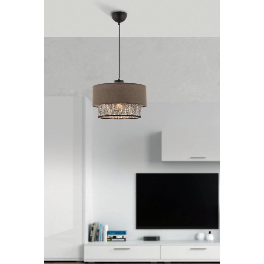 Lampă suspendată pe cablu ECHO 1xE27/60W/230V maro/gri