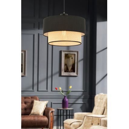 Lampă suspendată pe cablu ECHO, 1xE27/60W/230V, negru/bej