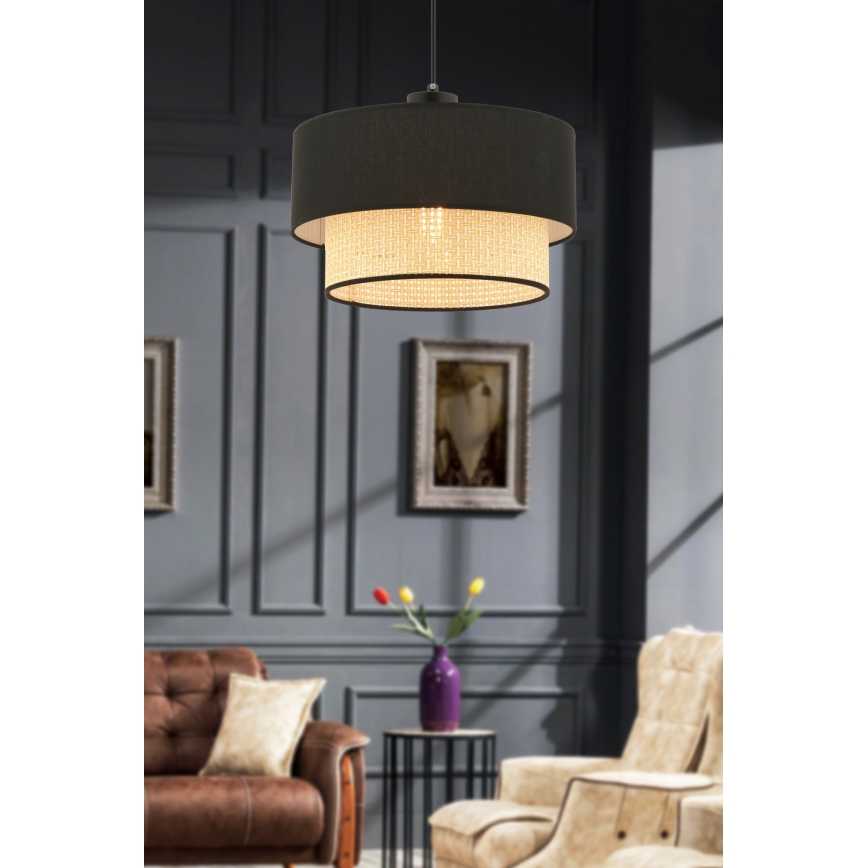 Lampă suspendată pe cablu ECHO, 1xE27/60W/230V, negru/bej