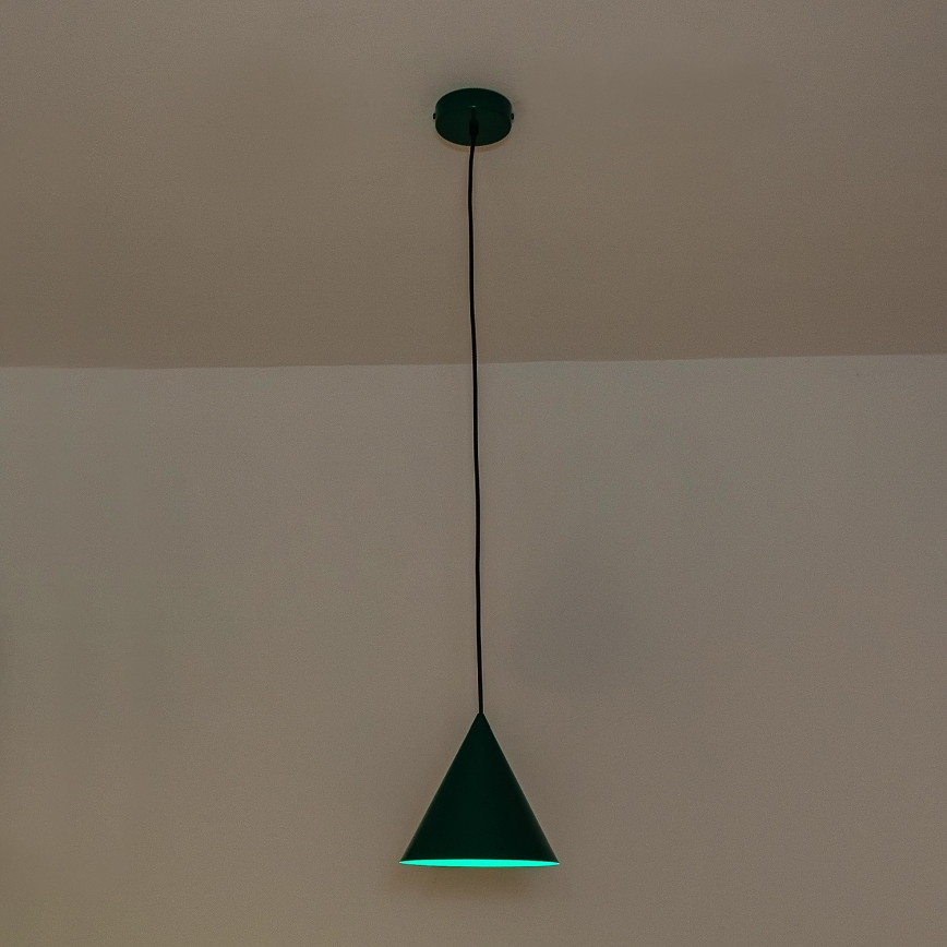 Lampă suspendată pe cablu ETNA II, 1x E27 / 15W / 230V, Ø 18,5 cm, verde