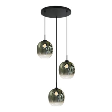 Lampă suspendată pe cablu MIRROR 3xE27/14W/230V verde fumuriu