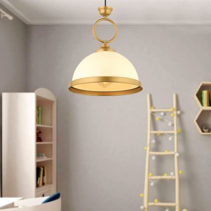 Lampă suspendată pe cablu MONZA 1xE27/40W/230V Ø 26 cm crem/bronz