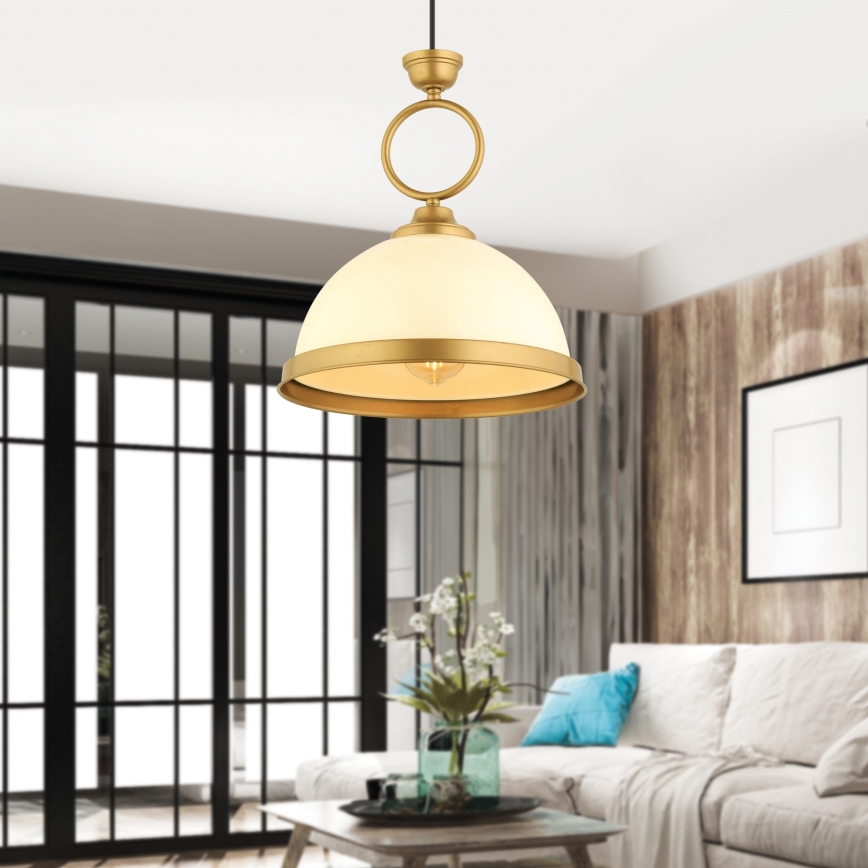 Lampă suspendată pe cablu MONZA 1xE27/40W/230V Ø 26 cm crem/bronz