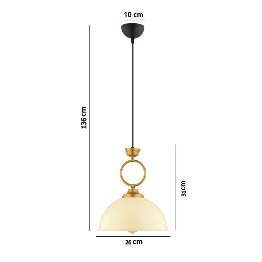 Lampă suspendată pe cablu MONZA 1xE27/40W/230V Ø 26 cm crem/bronz