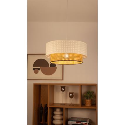 Lampă suspendată pe cablu NATIA, 1xE27/60W/230V, Ø 45 cm, alb/maro