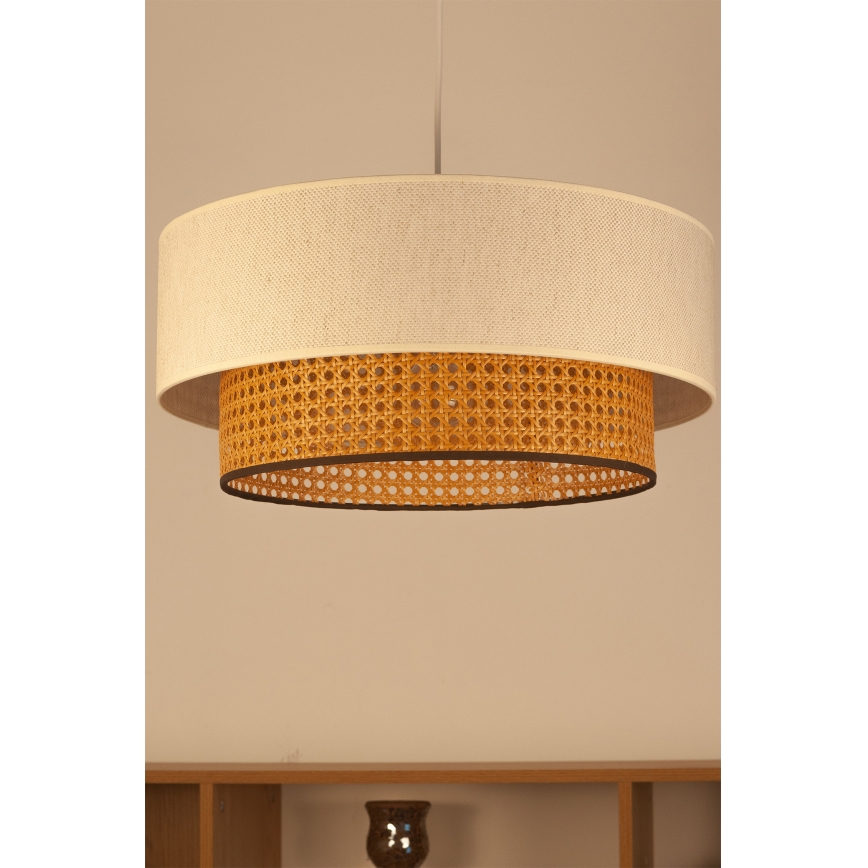 Lampă suspendată pe cablu NATIA, 1xE27/60W/230V, Ø 45 cm, alb/maro