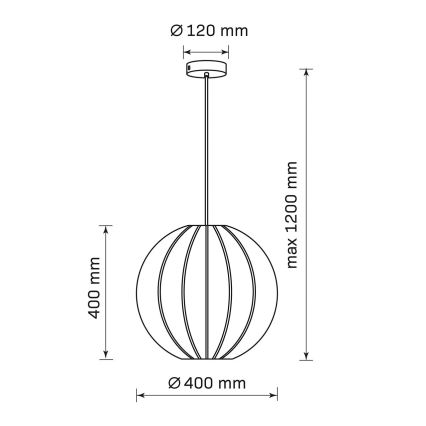 Lampă suspendată pe cablu SENSAI, 1xE27/20W/230V, Ø 40 cm, bej