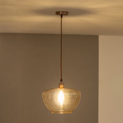Lampă suspendată pe cablu SEVENTIES E27/60W/230V fumuriu/maro