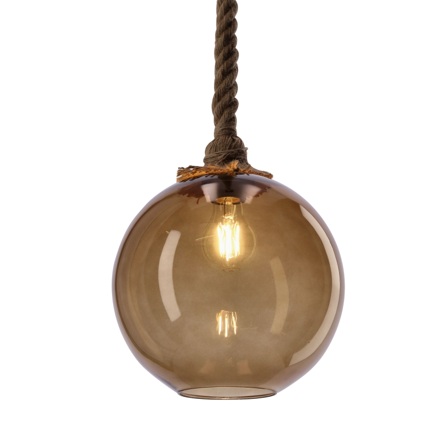 Lampă suspendată pe cablu SHEDON 1xE27/40W/230V bej fumuriu