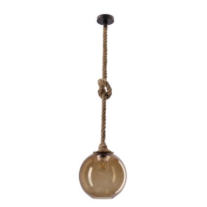 Lampă suspendată pe cablu SHEDON 1xE27/40W/230V bej fumuriu