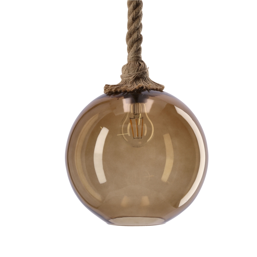 Lampă suspendată pe cablu SHEDON 1xE27/40W/230V bej fumuriu