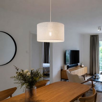 Lampă suspendată pe cablu SIRJA PLISADO, 1xE27/15W/230V, Ø 35 cm, albă