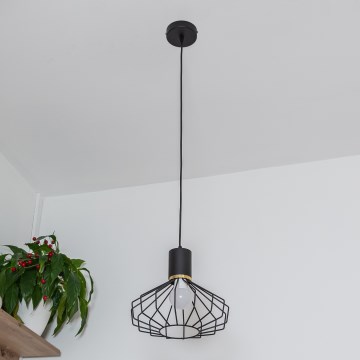 Lampă suspendată pe cablu SOLANO 1xE27/15W/230V negru/auriu