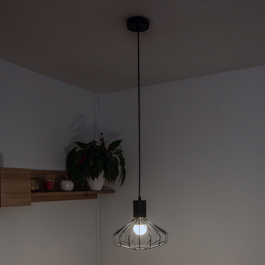 Lampă suspendată pe cablu SOLANO 1xE27/15W/230V negru/auriu