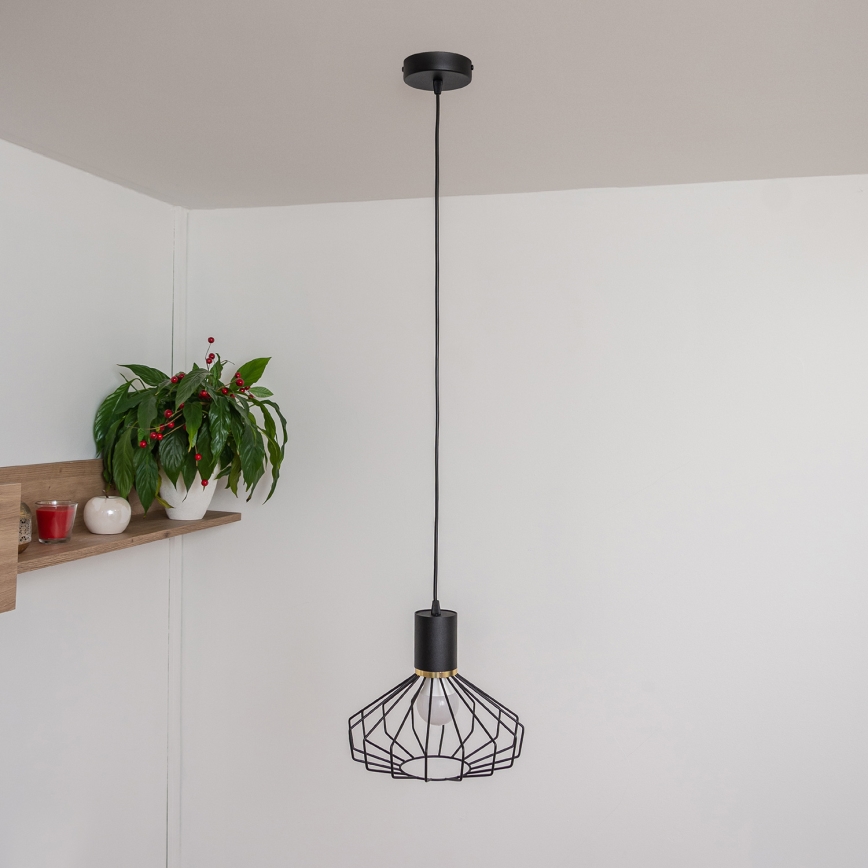 Lampă suspendată pe cablu SOLANO 1xE27/15W/230V negru/auriu