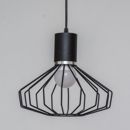 Lampă suspendată pe cablu SOLANO 1xE27/15W/230V negru/crom lucios