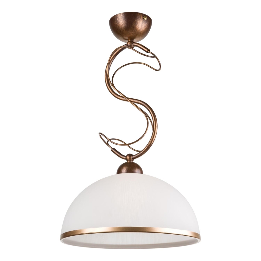 Lampă suspendată pe tijă COBRA 1xE27/60W/230V, diam. 30 cm, bronz/patină