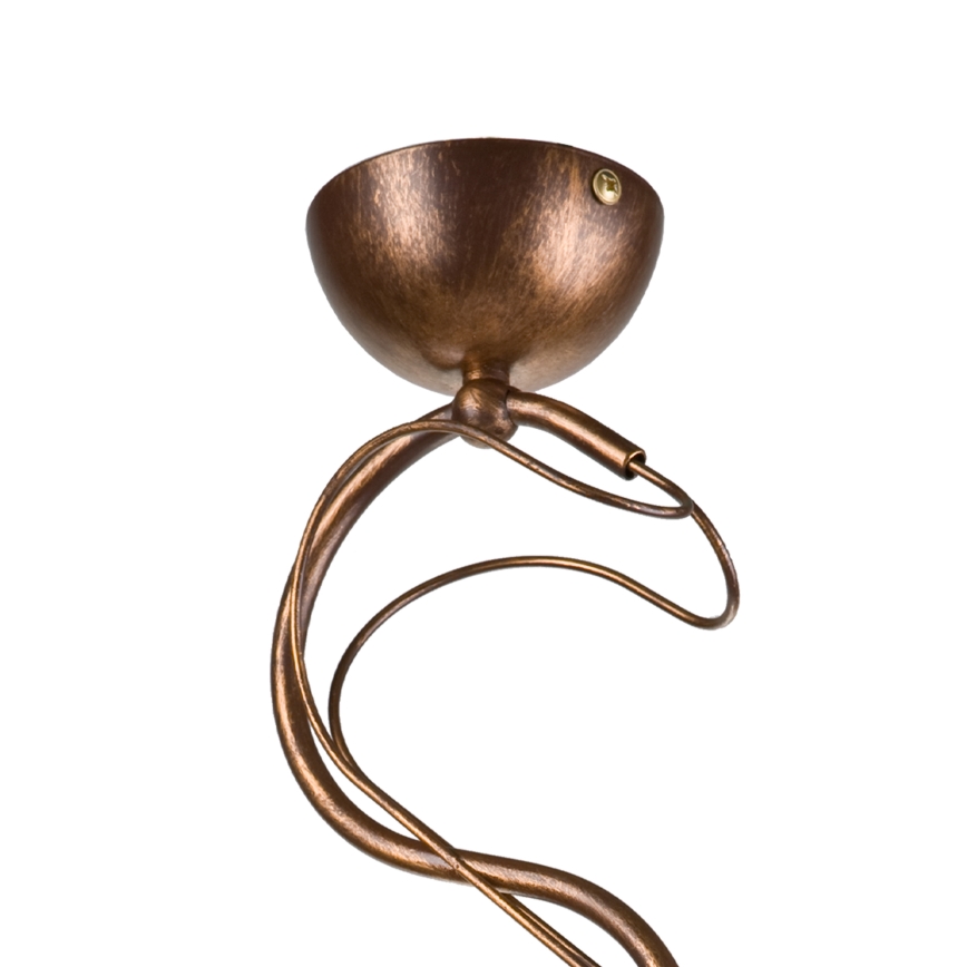 Lampă suspendată pe tijă COBRA 1xE27/60W/230V, diam. 30 cm, bronz/patină