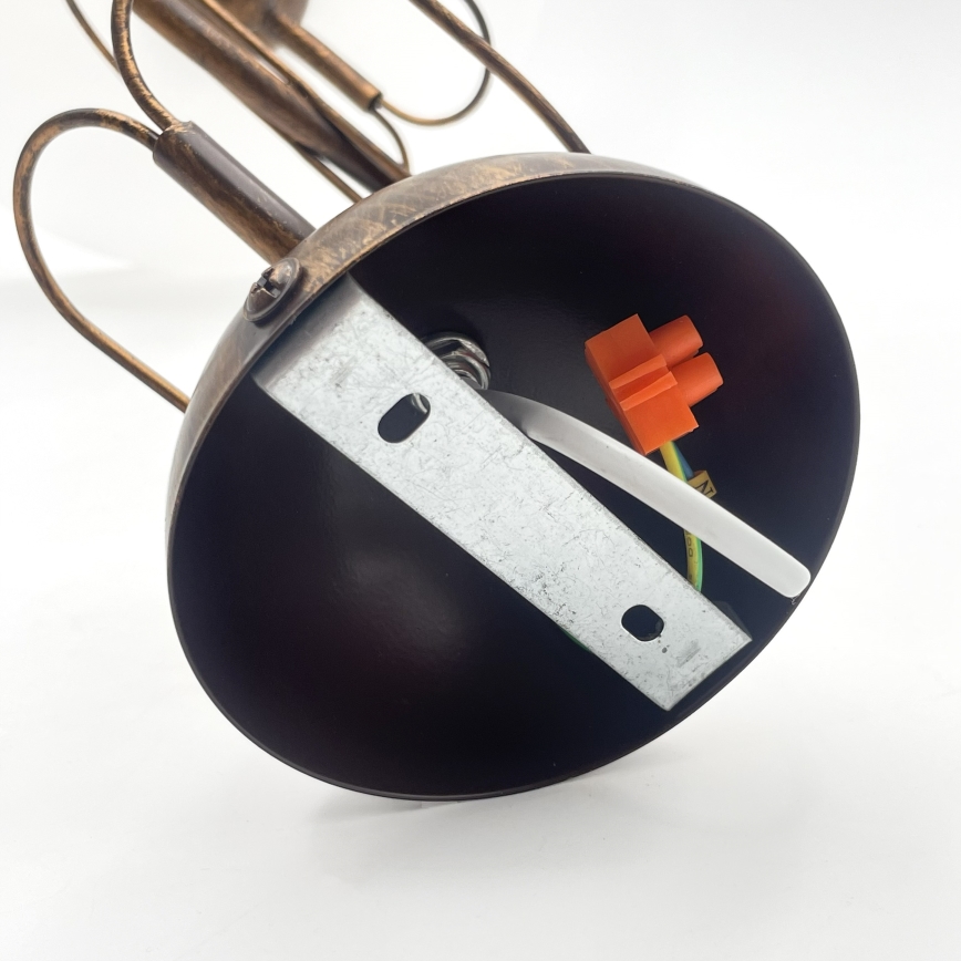 Lampă suspendată pe tijă COBRA 1xE27/60W/230V, diam. 30 cm, bronz/patină