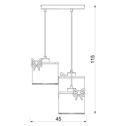 Lampă suspendată pentru copii SWEET 3xE27/15W/230V alb/roz cu fundă