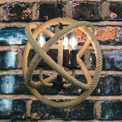 Lampa suspendata ROPE GLOBO 3xE14/10W/230V