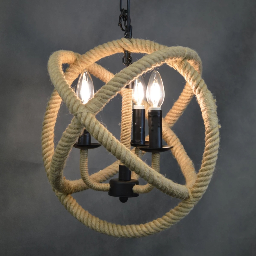 Lampa suspendata ROPE GLOBO 3xE14/10W/230V